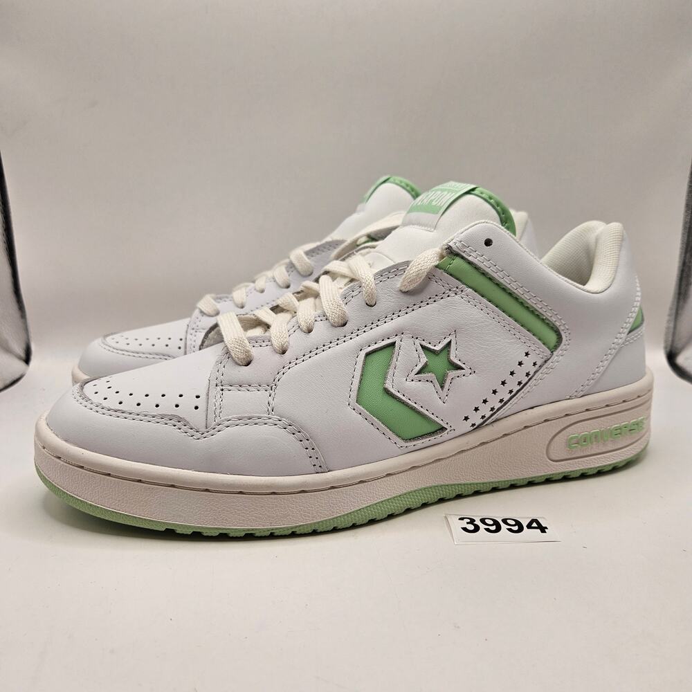 CONVERSE MEN'S 9.5 WEAPON LOW WHITE SOUR GLOW LEATHER LACE UP A12746C NWOB